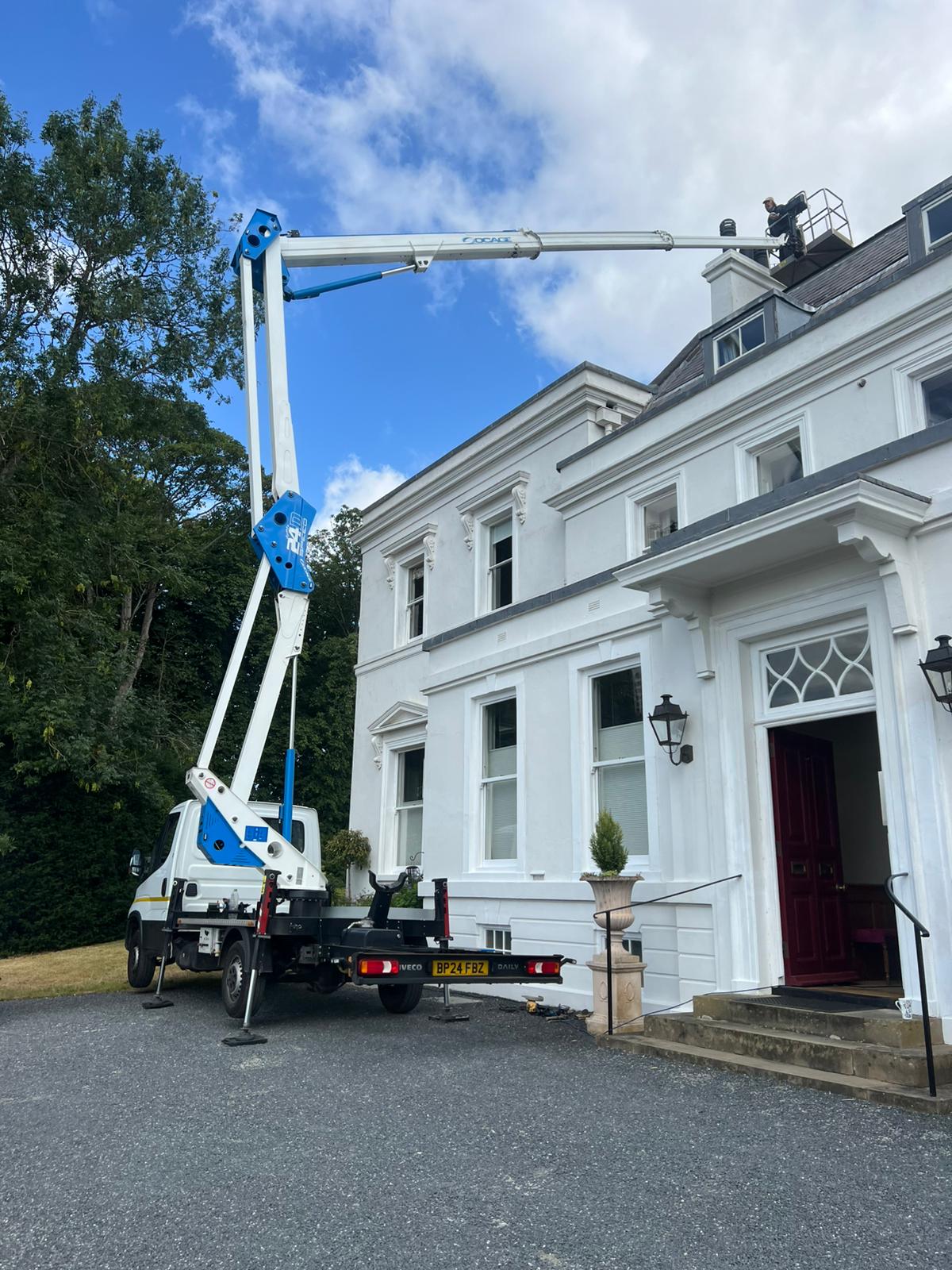 Chimney repair from cherry picker in Melbourn